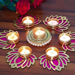 Venta al por mayor de portavelas de luz en T decorativo para oficina interior exterior hecho a mano indio Diwali Festival suministros de decoración de boda - Product Image 1