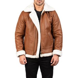 Blouson aviateur en cuir vintage respirant et écologique de qualité supérieure pour homme, avec logo frontal, idéal pour l'automne - Product Image 1