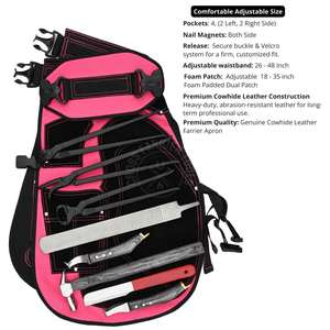 Kit d'outils de maréchal-ferrant avec tablier rose, pince à sabots, tire-clous, pince à ébarber, râpe à sabots, couteau à ébarber et couteau à sabots à boucle en laiton - Product Image 2