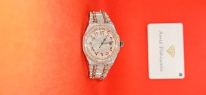 Reloj de plata ostentoso de Hip Hop de lujo resistente al agua diamantes simulados completos para hielo hombres mujeres estilo cuarzo 5mm Ronda hombres - Product Image 6