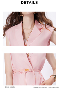 Pantalones de pierna ancha plisados sólidos regulares teñidos de hilo de tela de sarga de servicio OEM antiarrugas de lona de Vietnam Formal rosa claro - Product Image 4