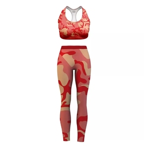 Red Solid Bandage Yoga <b>Set</b> 2 Piece Sports Bra and Leggings High Waist Full Length Racerback Short Four Way Stretch - Product Image 1