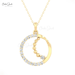 Nueva llegada 0,57 CTW, colgante de círculo abierto de diamante de Color, collar minimalista de oro sólido de 14K, regalo de aniversario para esposa - Product Image 4