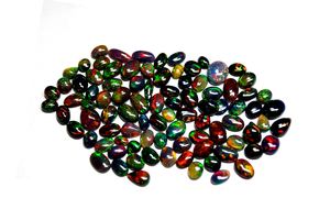 Merveilleux éthiopien noir opale pierres précieuses mélange forme Welo brillant arc-en-ciel Flashy éthiopien noir opale Cabochon pour la fabrication de bijoux - Product Image 4