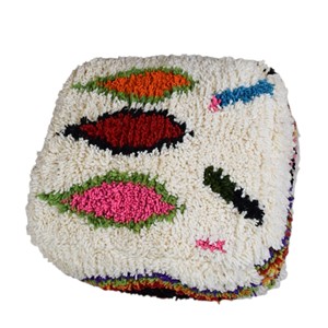 Puf Marroquí Bohemio Hecho a Mano, Cojín Otomano de Algodón, Alfombra con Diseño Floral Geométrico Abstracto, Asiento de Piso, para Bodas, Día de la Madre, Hogar - Product Image 2