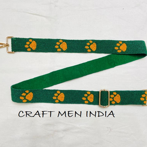 Accessoire de mode réglable à sangle de sac à main perlée multicolore personnalisée faite à la main avec conception de boule d'impression de patte pour sacs - Product Image 1