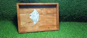 Postre de madera de lujo y bandeja de chocolate con Incrustaciones de nácar vajilla personalizable hecha a mano para juegos de regalo de Ramadán y Eid - Product Image 2