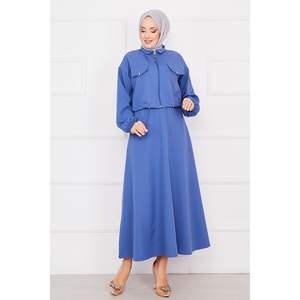 Ensemble hijab double jupe indigo pour femme - Product Image 1