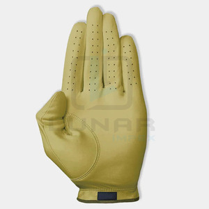 Gants de golf moutarde avec combinaison vert olive Cabretta cuir 3D Sublimation hommes main gauche cuir souple paume Cabretta - Product Image 4