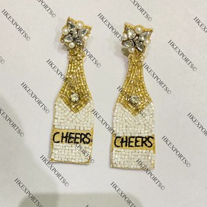Elegant Multicolor Champagne Cheers Beaded <b>Earrings</b> <b>for</b> <b>Women</b> Handmade Party Statement Jewelry Gold Plating Fashion <b>Hoop</b> Earings - Product Image 3