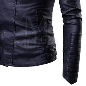 Chaqueta de cuero de piel de vaca de Color sólido de diseño personalizado para hombre, cortavientos de estilo callejero con cuello levantado para ropa de calle o trabajo - Product Image 6