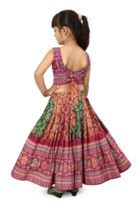 Ensemble Lehenga Choli Shoryam Fashion traditionnel rose Bandhani, longueur au sol, séchage rapide, entièrement cousu, coupe classique pour filles |   Diwali - Product Image 2