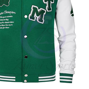 Verde Blanco Contraste Color Vintage Béisbol Botón Manga larga con letras Abrigos casuales para hombres Béisbol universitario Chaquetas universitarias - Product Image 6
