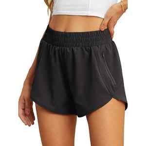 Short de sport design à cordon à séchage rapide pour femmes à fort impact avec poche à fermeture éclair Gym Fitness Yoga Shorts - Product Image 4