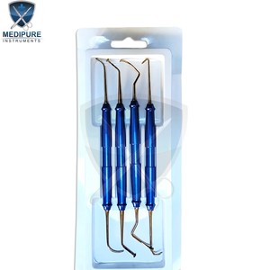 ชุดเครื่องมือขูดหินปูน 4 ชิ้น สำหรับงานทันตกรรม ทำจากสแตนเลส เครื่องมือดูแลเหงือก สำหรับทันตแพทย์มืออาชีพ คลินิกทันตกรรม ดูแลสุขภาพช่องปาก - Product Image 2