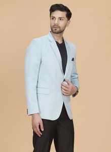 Blazer Azul Cielo para Hombre, Corte Entallado, Elegante, Traje Formal para Reuniones de Negocios, Bodas, Fiestas y Ocasiones Especiales, en Venta - Product Image 4