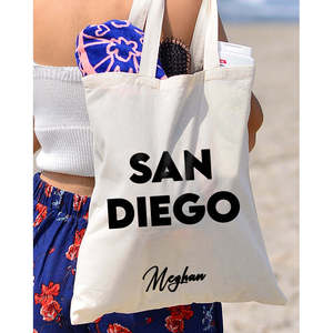 San Diego Handmade Tote <b>Bag</b> Solid Color <b>Straw</b> Material with Zippered Closure and Polyester Lining Featuring Letter Decoration - Product Image 4