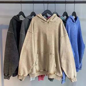 Algodón French Terry Sun Faded Drop Shoulder Vintage Acid Wash Zip up Jacket Style para hombres Sudadera con capucha - Product Image 6