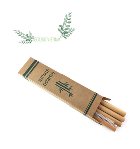100% pajitas de bambú natural real/juego de pajitas de bambú reutilizables con precio barato y embalaje personalizado de Eco2go Vietnam - Product Image 1