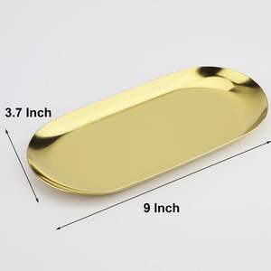 Juego de bandejas decorativas duraderas ecológicas hechas a mano de acero inoxidable, 2 platos de joyería, organizador de cosméticos, servicio de desorden de baño - Product Image 2