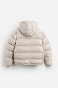 Veste matelassée en duvet de canard gris perle avec logo personnalisé, coupe régulière, col montant, poches zippées, vêtements d'extérieur d'hiver, vestes pour hommes - Product Image 6