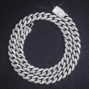 Collar de Cadena Cubana, Fábrica, Personalizado, Oro Blanco de 10k, Diamante Cultivado en Laboratorio, 10mm, Estilo Hip-hop Rap, Collar para Hombre, Joyería para Fiesta - Product Image 4