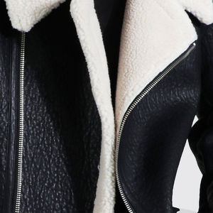 Disponible couleurs uniques et conception veste en cuir en fausse fourrure pour hommes lourd col rabattu veste en cuir de style fermeture éclair pour hommes - Product Image 6