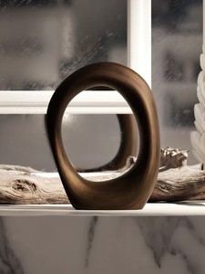 Escultura fluida de bronce abstracta moderna, pieza de arte de decoración del hogar, escultura de bucle minimalista grande, escultura pulida moderna metálica - Product Image 2