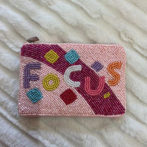 Classic Beaded Coin Purse Pearl and Diamond Beaded Make up Bag Wedding or Party <b>Gift</b> for Her - Product Image 1