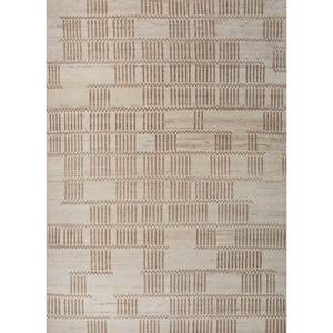 Ia-1944 Ivory Hand Knotted Afghan Wool Rugs Geometric Abstract Rectangle Living Room Carpet for Home <b>Hallway</b> Use-New Product - Product Image 1