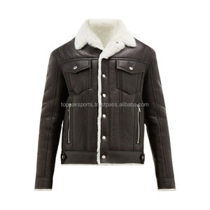 Vestes d'hiver chauffantes pour hommes en cuir de mouton marron, modèle 2026, vente chaude OEM, éco-responsables, 100 % haute qualité, faible MOQ - Product Image 1