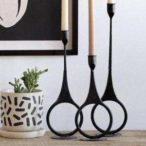 Large Metal Hammered <b>Candle</b> <b>Pillar</b> High Quality Home Decor Set of 3 <b>Black</b> Nickel <b>Candle</b> <b>Holder</b> - Product Image 2