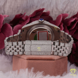 Reloj Hip Hop cultivado en laboratorio de acero inoxidable de lujo con esfera de números romanos helados completos y reloj de pulsera de banda de 42mm para raperos - Product Image 5