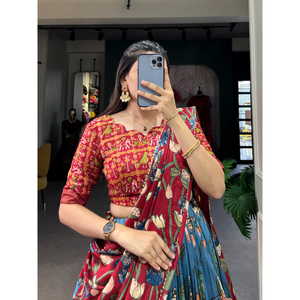 FashionHarbour Traditionnel Shibori Teint Tussar Soie Lehenga Choli avec Ornate Zari Tissage Budget Friendly Wholesale Deal - Product Image 1