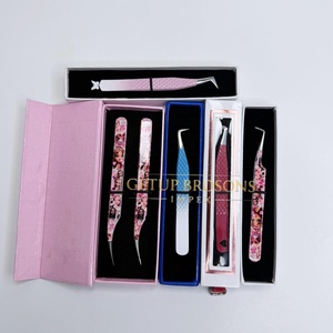 Pince à épiler pour cils GETUP BROSONS IMPEX 90/curve/isolations en acier inoxydable de haute qualité, plusieurs couleurs, pointe lisse, poignée diamantée - Product Image 2