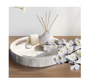 Bandeja de servicio con incrustaciones de cuerno y hueso respetuosa con el medio ambiente, cocina personalizada, decoración del hogar, muebles de sala de estar, bandeja de almacenamiento al mejor precio - Product Image 4