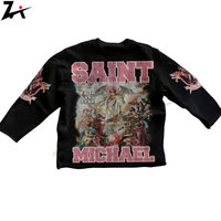 Camisetas de Invierno Unisex de Manga Larga con Hombros Caídos, Estilo Urbano, Bordado 3D Personalizado al por Mayor, de Nailon/Algodón, con Estampado Completo