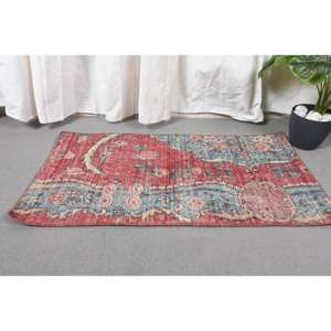 Alfombra turca Vintage de 17x33 pies, diseño de retales rojo y azul, tejido plano con respaldo de lana y látex para decoraciones de sala de estar - Product Image 3