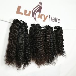 Manufactures brutes bouclées non transformées couleur noire cuticule naturelle alignée vierge temple indien ondulant extension de faisceau de cheveux humains - Product Image 5