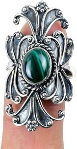 El mejor diseño, malaquita cabujón de piedras preciosas de hecho a mano, anillo de Plata de Ley 925 sólida, joyería, anillo de plata de ley estampado 925, joyería - Product Image 2