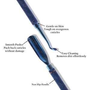 Removedor de cutículas de doble punta, color azul, acero inoxidable, para eliminar la piel muerta de los dedos, varillas para manicura, empujador de cutículas de uñas, 1 unidad - Product Image 1