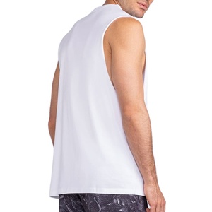 Camiseta sin mangas con corte lateral, lisa, larga, de cuello redondo, tejido de algodón de 220 g/m², de punto grueso, para verano, para culturismo - Product Image 6