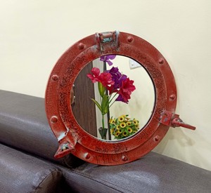 Espejo de ventana de ojo de buey redondo de aluminio Premium náutico de 12 pulgadas decoración de pared Premium para baño O USO DE BELLEZA acabado de vidrio - Product Image 6