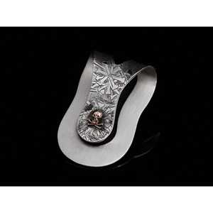 Clip para Billetes con Diseño de Calavera en Oro de 14K, con y sin Opciones de Ojos de Diamante, Diseño Bidireccional - Product Image 4