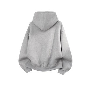 Sudadera con capucha de lana de 500gsm para hombre, pantalla de bordado 3D lavada con enzima anticontracción sólida lavada con ácido - Product Image 4