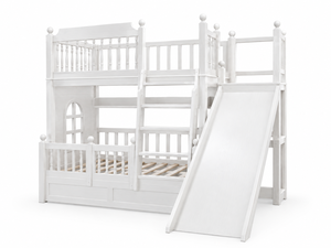 Lit superposé moderne en bois avec escalier de rangement, glissière, étagères et tiroirs pour enfants - Product Image 5