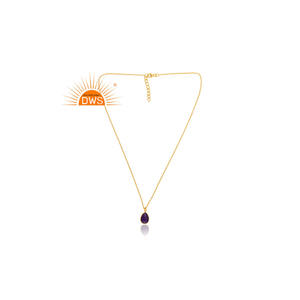 Meilleure vente de collier pendentif en argent sterling plaqué or 18 carats avec améthyste quartz et pierres précieuses Demi Fine Jewelry Manufacturer - Product Image 4