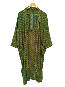 Kimono de verano de lujo para cubrir el bikini, bata larga de noche, Kimono Sari de seda reciclado vintage indio hecho a mano, - Product Image 5