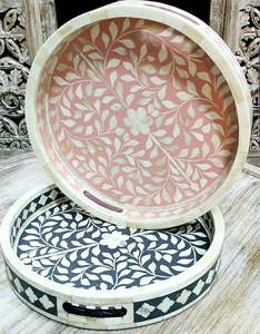 Bandeja de Servir Vintage con Incrustaciones de Hueso para Alimentos de Crescent Crafts - Product Image 1