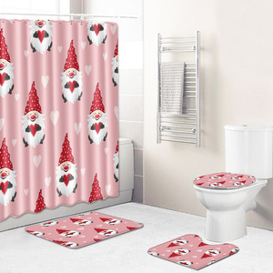 Custom Printed Valentine <b>Bathroom</b> Rug <b>Set</b> for <b>Bathroom</b> Non-Slip Shower Curtain Bath <b>Mat</b> - Product Image 5